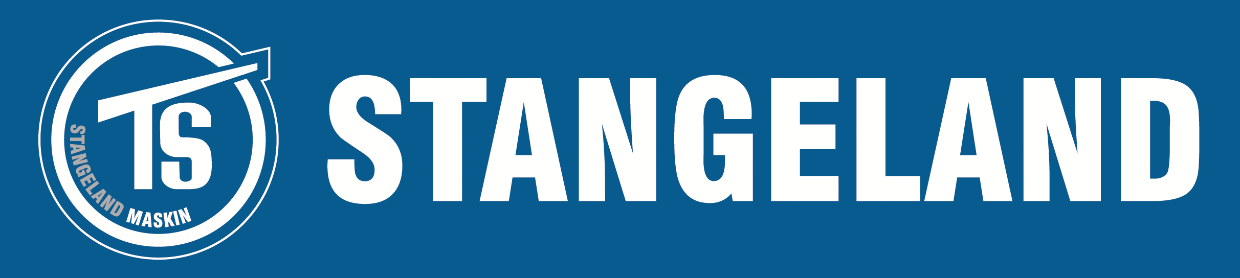 stangeland hvit med sirkellogo - blå bakgrunn